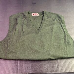 Vintage IL Granchio Italian Green V-Neck Sweater Vest Size Large